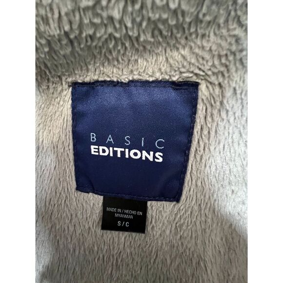 Basic Editions Blue Floral Fleece Lined Puffer Vest - Picture 4 of 6